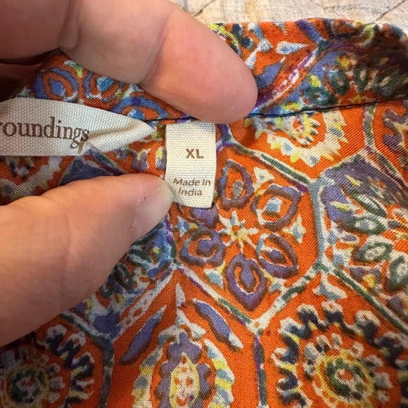 Soft Surroundings XL Navy Floral Sequin Boho Babydoll Dress Mixed Print Balloon - Picture 5 of 10